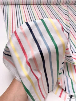 Yarn-Dyed Satin Striped Cotton Shirting - White / Multicolor 19 Yarn-Dyed Satin Striped Cotton Shirting - White / Multicolor -Fabrics And Fabrics Store 20450 9