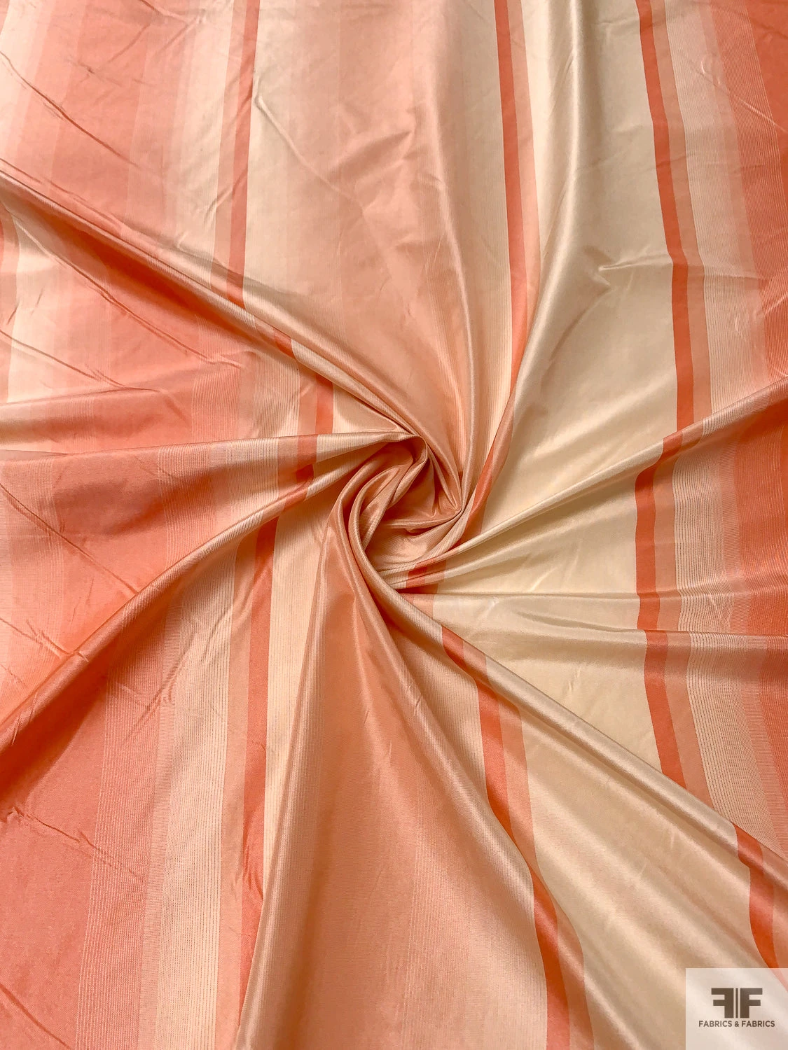 Vertical Striped Yarn-Dyed Silk Taffeta - Antique Coral / Cream 3 Vertical Striped Yarn-Dyed Silk Taffeta - Antique Coral / Cream