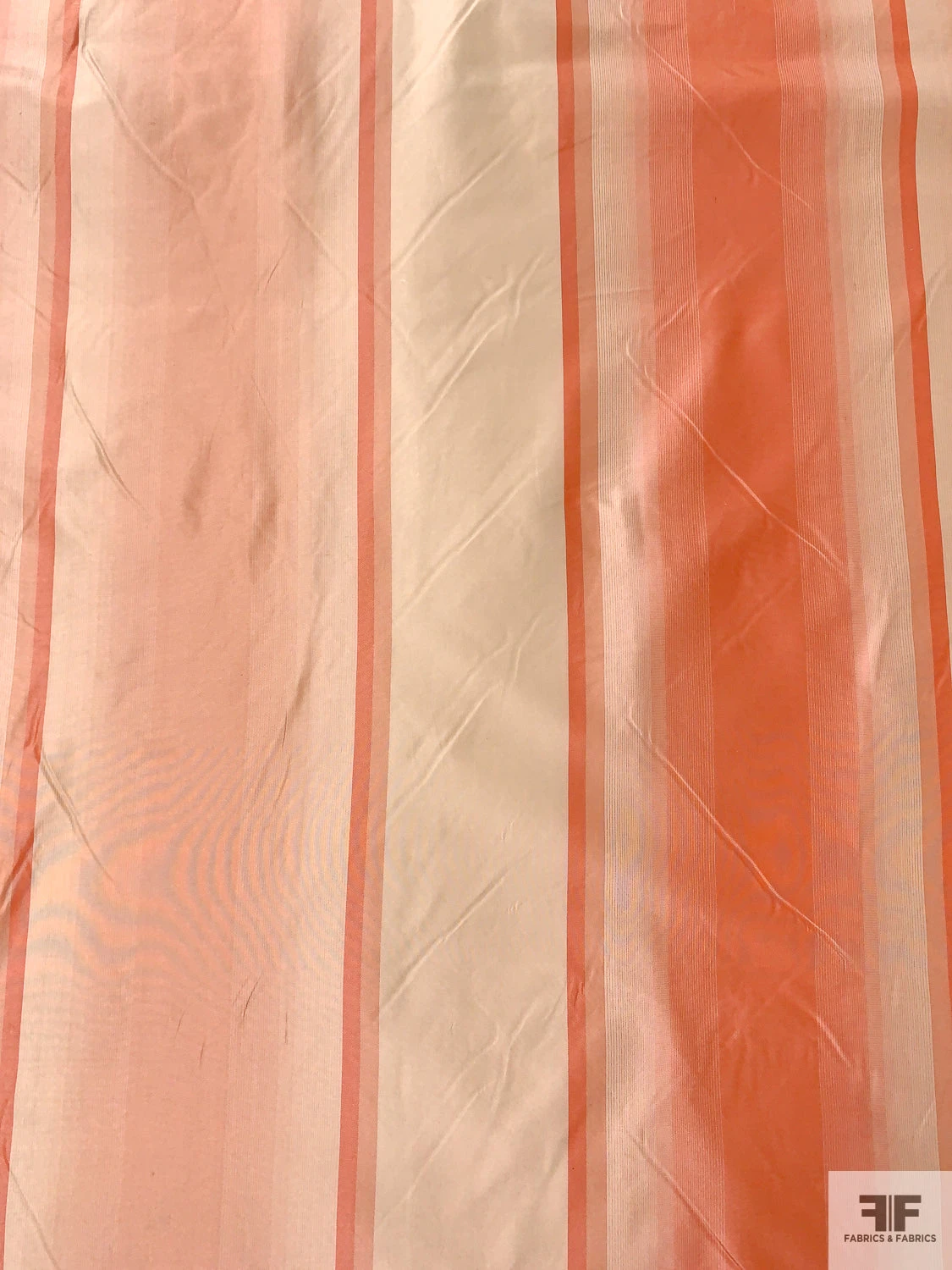 Vertical Striped Yarn-Dyed Silk Taffeta - Antique Coral / Cream 7 Vertical Striped Yarn-Dyed Silk Taffeta - Antique Coral / Cream - Image 5