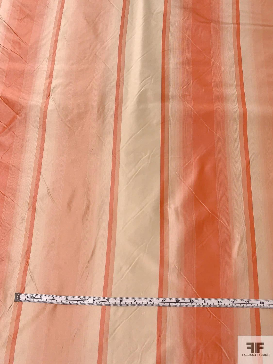 Vertical Striped Yarn-Dyed Silk Taffeta - Antique Coral / Cream 8 Vertical Striped Yarn-Dyed Silk Taffeta - Antique Coral / Cream - Image 6