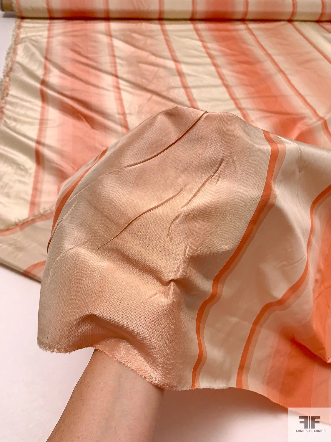 Vertical Striped Yarn-Dyed Silk Taffeta - Antique Coral / Cream 12 Vertical Striped Yarn-Dyed Silk Taffeta - Antique Coral / Cream - Image 10