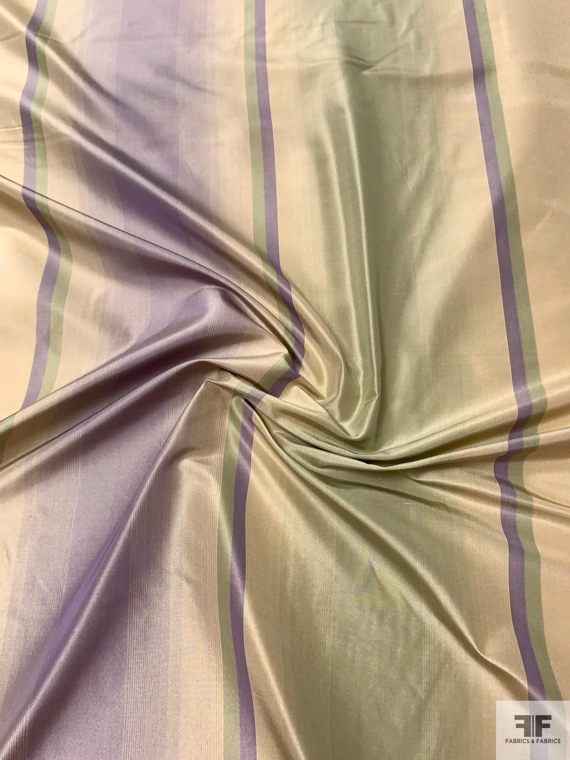 Vertical Striped Yarn-Dyed Silk Taffeta - Purple Lavender / Sage / Champagne 3 Vertical Striped Yarn-Dyed Silk Taffeta - Purple Lavender / Sage / Champagne