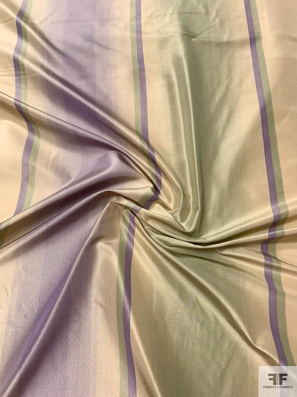 Vertical Striped Yarn-Dyed Silk Taffeta - Purple Lavender / Sage / Champagne 5 Vertical Striped Yarn-Dyed Silk Taffeta - Purple Lavender / Sage / Champagne - Image 3