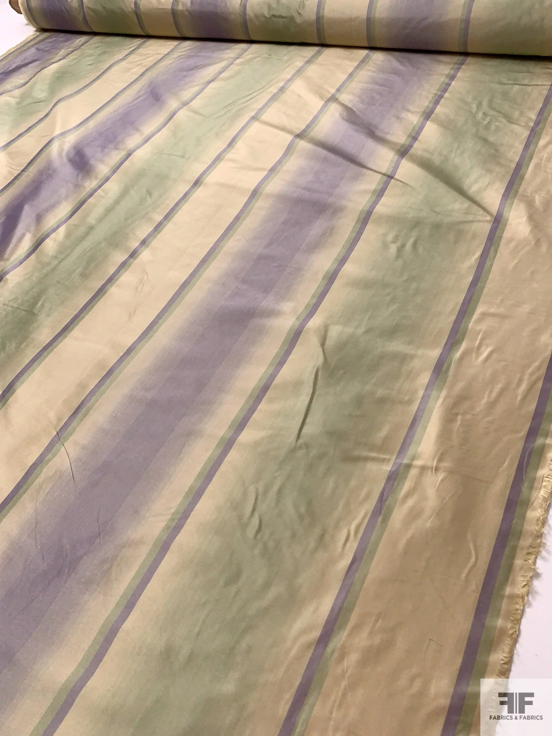 Vertical Striped Yarn-Dyed Silk Taffeta - Purple Lavender / Sage / Champagne 9 Vertical Striped Yarn-Dyed Silk Taffeta - Purple Lavender / Sage / Champagne - Image 7