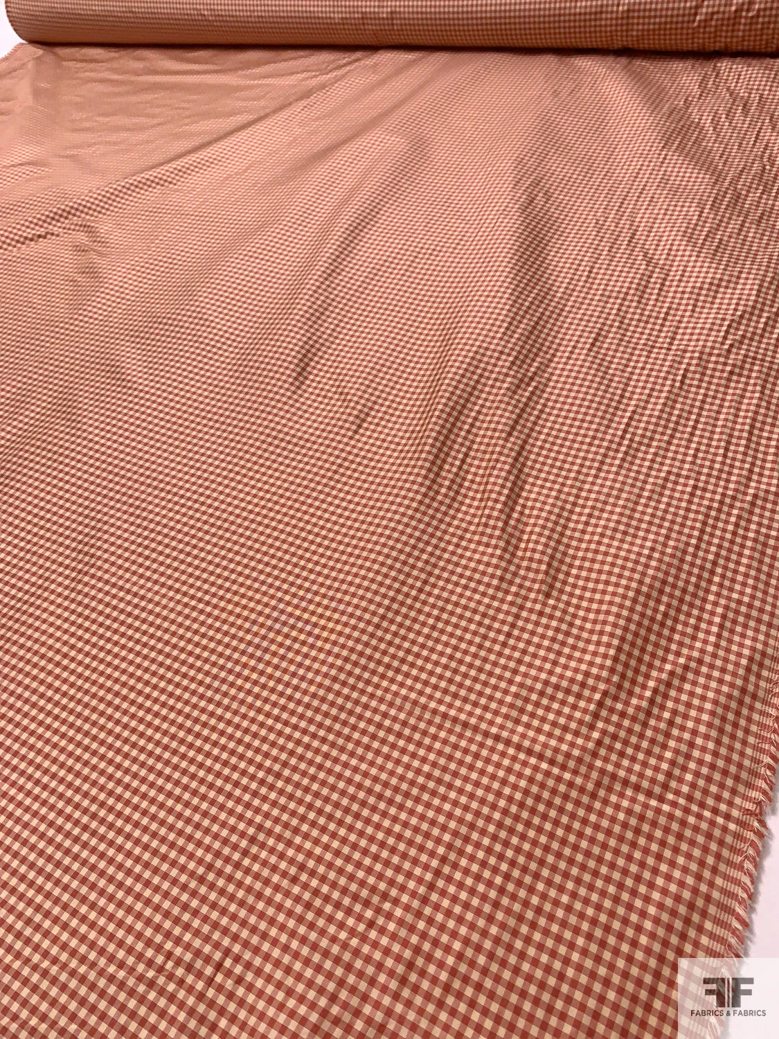 Gingham Check Yarn-Dyed Silk Taffeta - Antique Raspberry / Lightest Gold 9 Gingham Check Yarn-Dyed Silk Taffeta - Antique Raspberry / Lightest Gold - Image 7