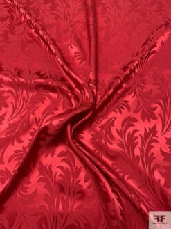 Leaf Jacquard Silk Charmeuse - Maroon