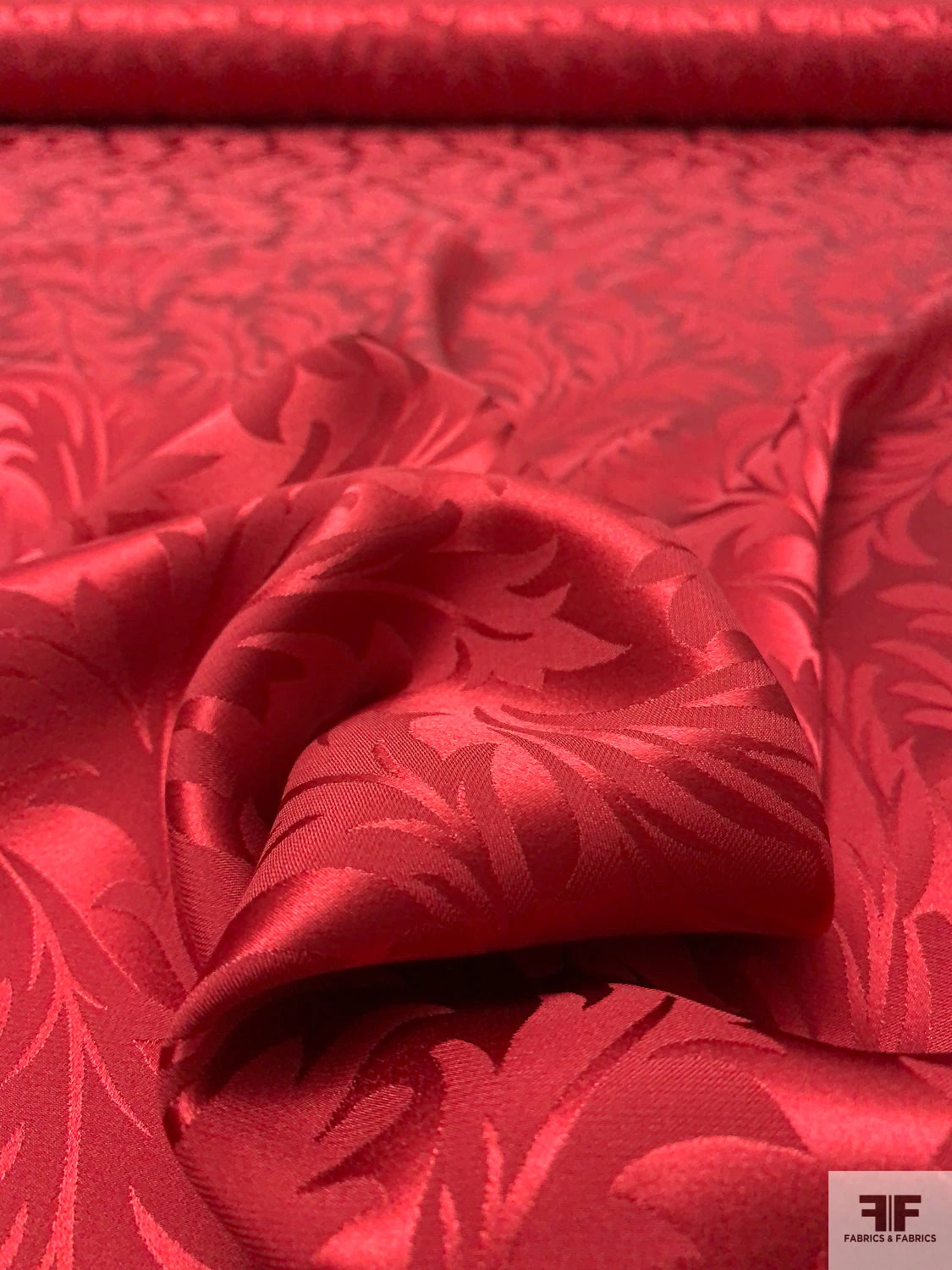 Leaf Jacquard Silk Charmeuse - Maroon 6 Leaf Jacquard Silk Charmeuse - Maroon - Image 4
