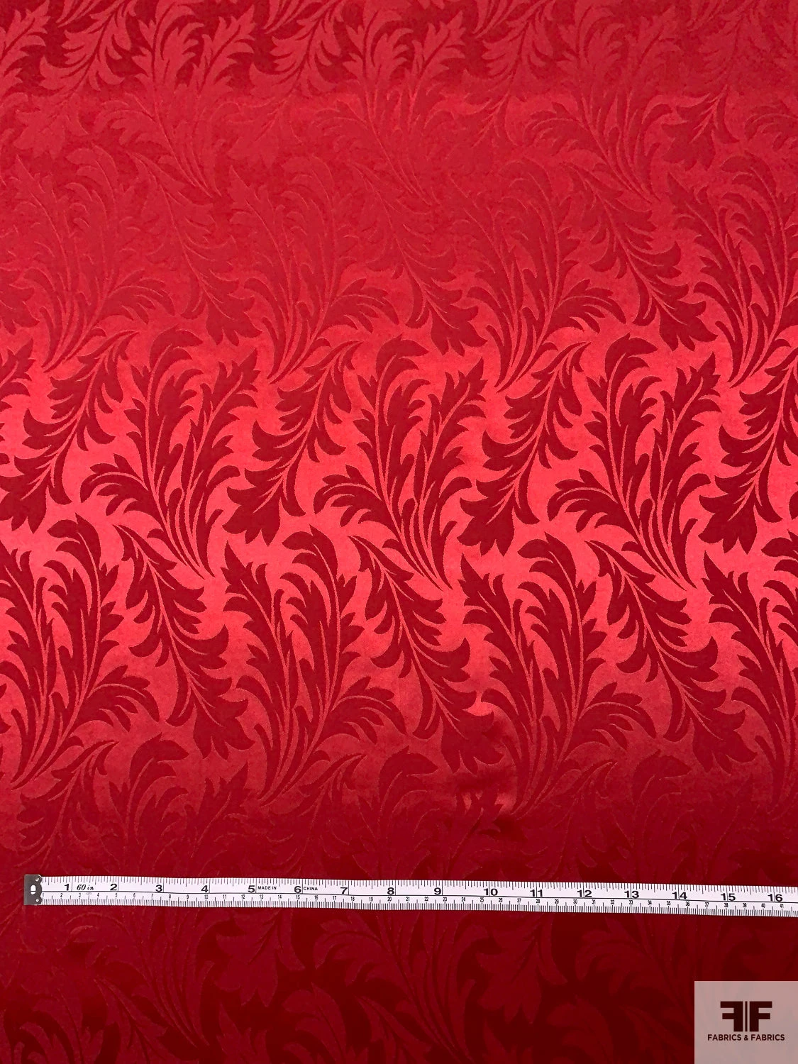 Leaf Jacquard Silk Charmeuse - Maroon 4 Leaf Jacquard Silk Charmeuse - Maroon - Image 2