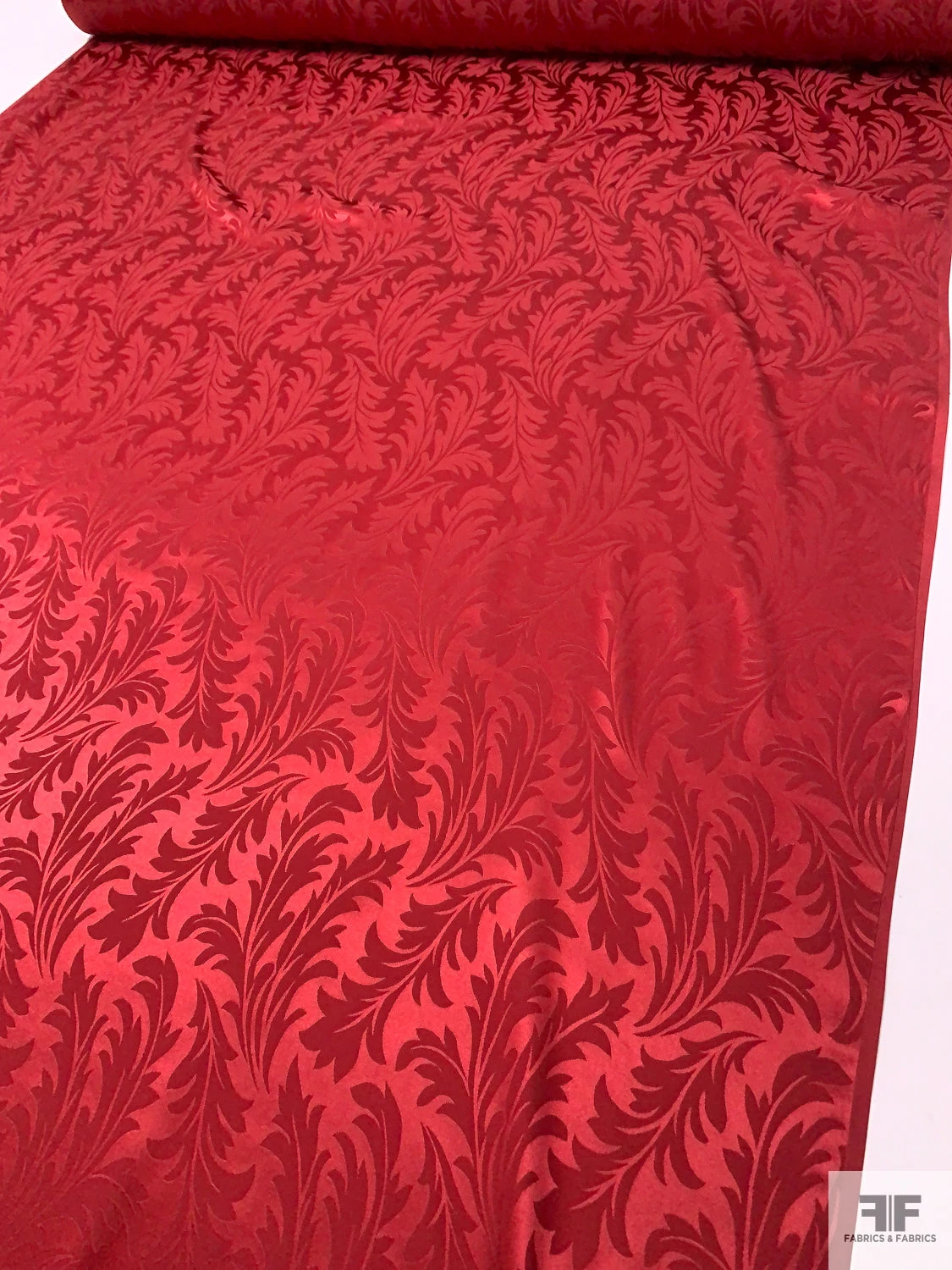 Leaf Jacquard Silk Charmeuse - Maroon 9 Leaf Jacquard Silk Charmeuse - Maroon - Image 7