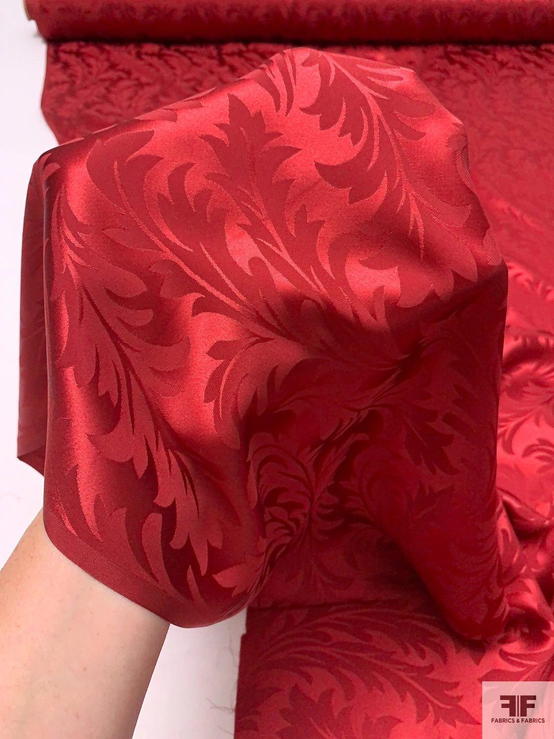 Leaf Jacquard Silk Charmeuse - Maroon 11 Leaf Jacquard Silk Charmeuse - Maroon - Image 9