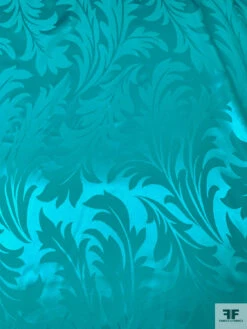 Leaf Jacquard Silk Charmeuse - Carribean Teal 12 Leaf Jacquard Silk Charmeuse - Carribean Teal -Fabrics And Fabrics Store 20495 2