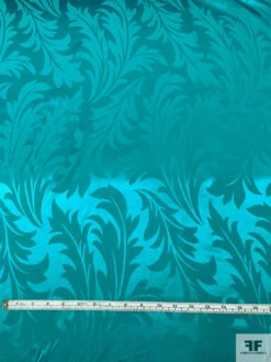 Leaf Jacquard Silk Charmeuse - Carribean Teal 14 Leaf Jacquard Silk Charmeuse - Carribean Teal -Fabrics And Fabrics Store 20495 4