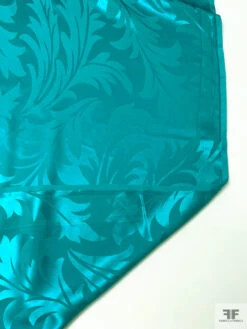 Leaf Jacquard Silk Charmeuse - Carribean Teal 16 Leaf Jacquard Silk Charmeuse - Carribean Teal -Fabrics And Fabrics Store 20495 7