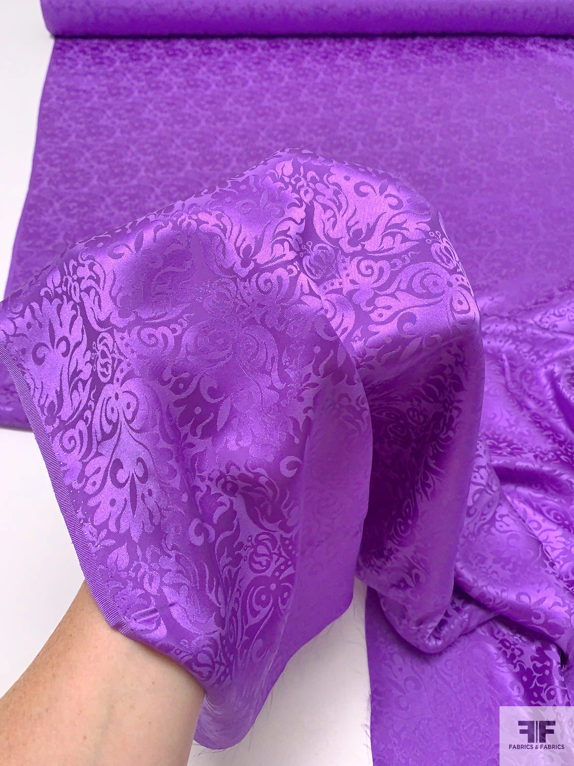 Regal Floral Jacquard Silk Charmeuse - Amethyst 11 Regal Floral Jacquard Silk Charmeuse - Amethyst - Image 9