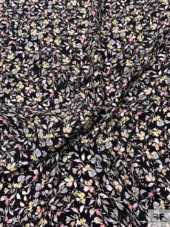 Dainty Leaf And Floral Matte-Side Printed Silk Charmeuse - Black / Pink / Grey / Pale Lime 15 Dainty Leaf And Floral Matte-Side Printed Silk Charmeuse - Black / Pink / Grey / Pale Lime -Fabrics And Fabrics Store 20519 1