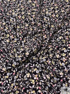 Dainty Leaf And Floral Matte-Side Printed Silk Charmeuse - Black / Pink / Grey / Pale Lime 14 Dainty Leaf And Floral Matte-Side Printed Silk Charmeuse - Black / Pink / Grey / Pale Lime -Fabrics And Fabrics Store 20519 2