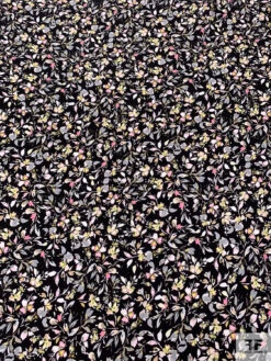 Dainty Leaf And Floral Matte-Side Printed Silk Charmeuse - Black / Pink / Grey / Pale Lime 17 Dainty Leaf And Floral Matte-Side Printed Silk Charmeuse - Black / Pink / Grey / Pale Lime -Fabrics And Fabrics Store 20519 4