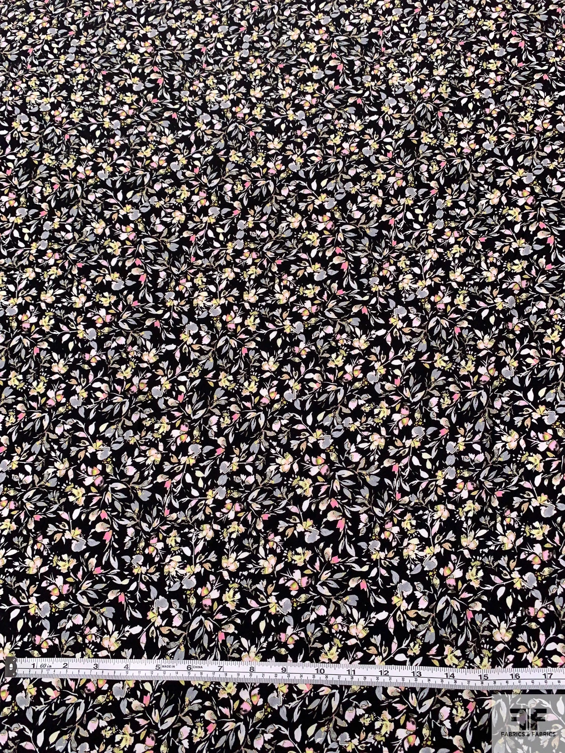 Dainty Leaf And Floral Matte-Side Printed Silk Charmeuse - Black / Pink / Grey / Pale Lime 9 Dainty Leaf And Floral Matte-Side Printed Silk Charmeuse - Black / Pink / Grey / Pale Lime - Image 7