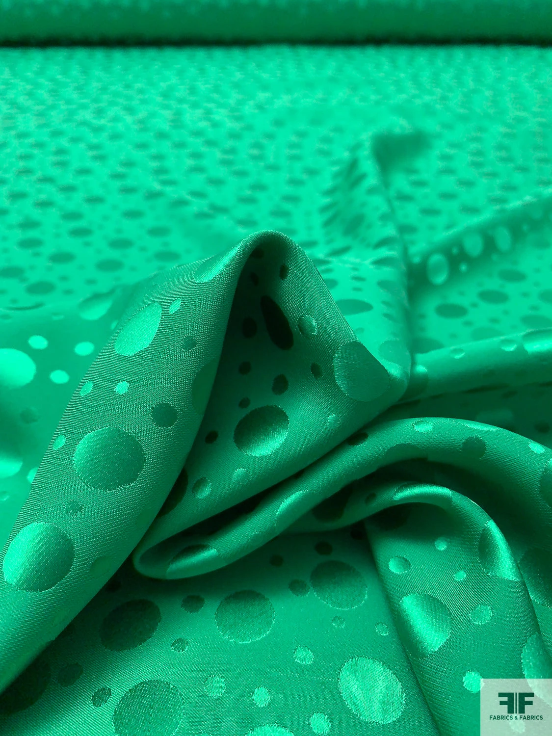 Polka Dots Jacquard Silk Charmeuse - Green 6 Polka Dots Jacquard Silk Charmeuse - Green - Image 4