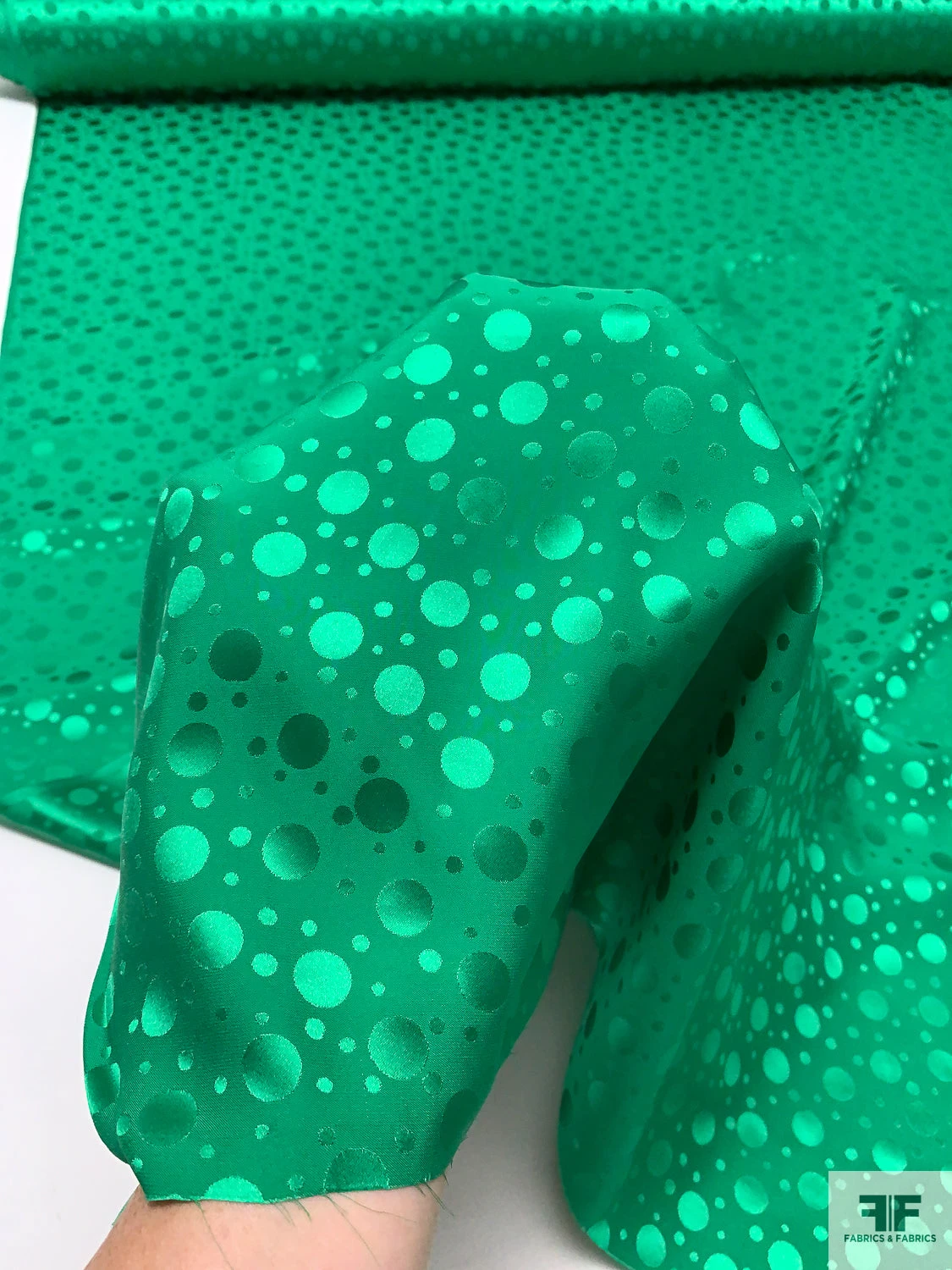 Polka Dots Jacquard Silk Charmeuse - Green 4 Polka Dots Jacquard Silk Charmeuse - Green - Image 2