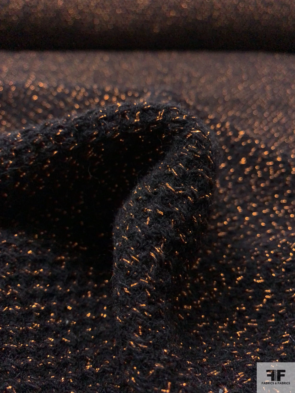 Italian Metallic Textured Wool-Blend Jacket Weight Tweed - Black / Copper 6 Italian Metallic Textured Wool-Blend Jacket Weight Tweed - Black / Copper - Image 4