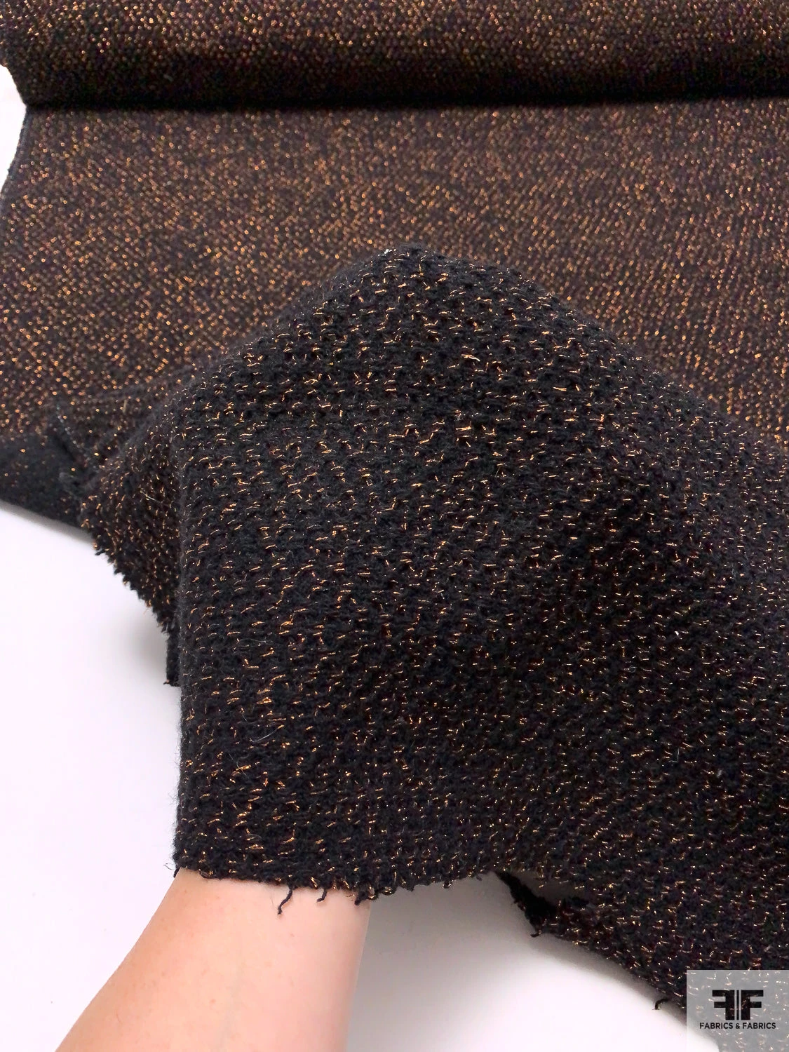 Italian Metallic Textured Wool-Blend Jacket Weight Tweed - Black / Copper 12 Italian Metallic Textured Wool-Blend Jacket Weight Tweed - Black / Copper - Image 10