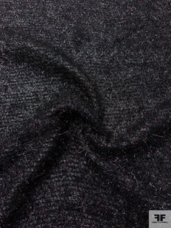 Italian Metallic Eyelash Wool Tweed Suiting - Black -Fabrics And Fabrics Store 20553 2
