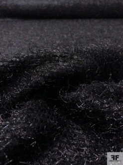 Italian Metallic Eyelash Wool Tweed Suiting - Black -Fabrics And Fabrics Store 20553 3