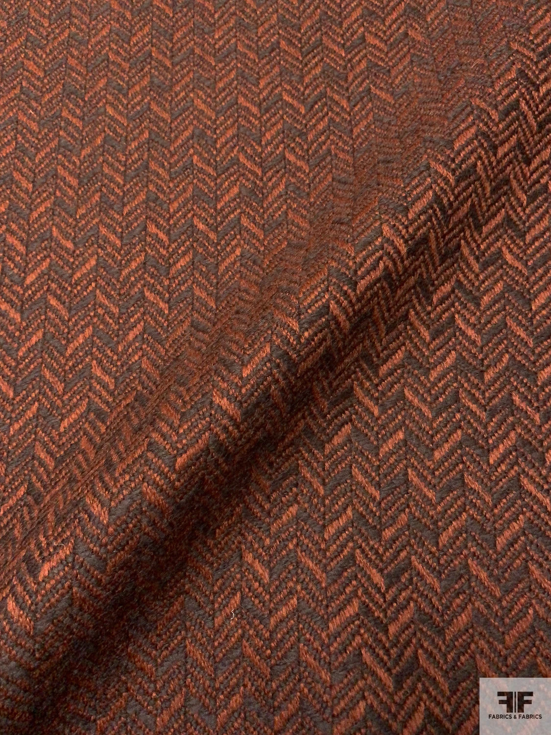 French Herringbone Virgin Wool Coating - Dark Brown / Cinnamon Brown 4 French Herringbone Virgin Wool Coating - Dark Brown / Cinnamon Brown - Image 2