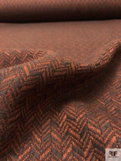 French Herringbone Virgin Wool Coating - Dark Brown / Cinnamon Brown 15 French Herringbone Virgin Wool Coating - Dark Brown / Cinnamon Brown -Fabrics And Fabrics Store 20554 3