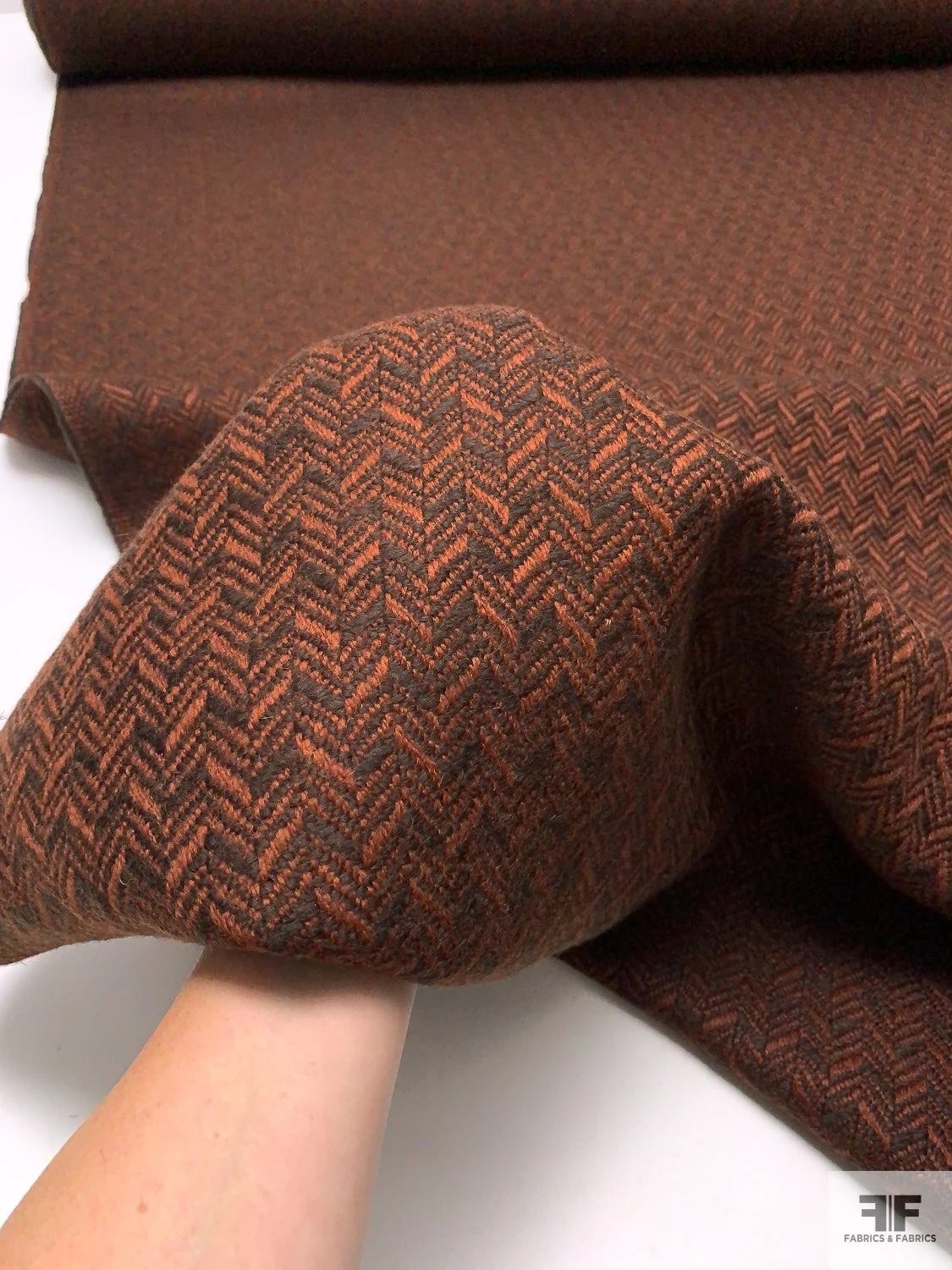 French Herringbone Virgin Wool Coating - Dark Brown / Cinnamon Brown 11 French Herringbone Virgin Wool Coating - Dark Brown / Cinnamon Brown - Image 9