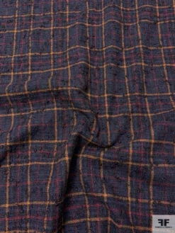 Italian Chunky Bouclé Plaid Wool-Blend Jacket Weight Tweed - Navy / Windsor Tan / Wine 16 Italian Chunky Bouclé Plaid Wool-Blend Jacket Weight Tweed - Navy / Windsor Tan / Wine -Fabrics And Fabrics Store 20558 4
