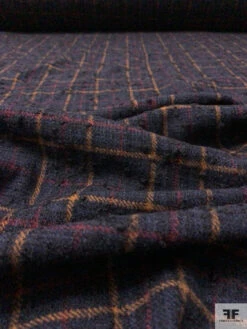 Italian Chunky Bouclé Plaid Wool-Blend Jacket Weight Tweed - Navy / Windsor Tan / Wine 17 Italian Chunky Bouclé Plaid Wool-Blend Jacket Weight Tweed - Navy / Windsor Tan / Wine -Fabrics And Fabrics Store 20558 5