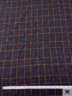 Italian Chunky Bouclé Plaid Wool-Blend Jacket Weight Tweed - Navy / Windsor Tan / Wine 18 Italian Chunky Bouclé Plaid Wool-Blend Jacket Weight Tweed - Navy / Windsor Tan / Wine -Fabrics And Fabrics Store 20558 6