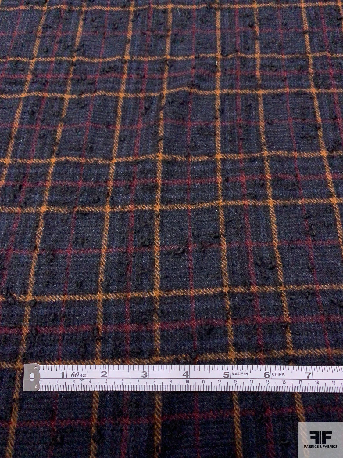 Italian Chunky Bouclé Plaid Wool-Blend Jacket Weight Tweed - Navy / Windsor Tan / Wine 10 Italian Chunky Bouclé Plaid Wool-Blend Jacket Weight Tweed - Navy / Windsor Tan / Wine - Image 8