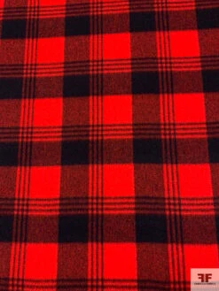 Made In USA Plaid Wool Coating - Red / Black