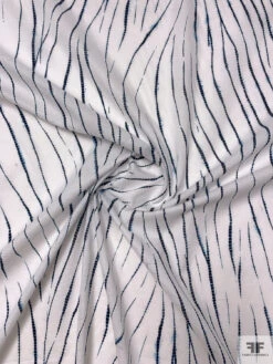 Scaley Lines Printed Cotton Voile - White / Navy / Turquoise -Fabrics And Fabrics Store 20570 2
