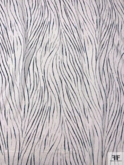 Scaley Lines Printed Cotton Voile - White / Navy / Turquoise -Fabrics And Fabrics Store 20570 4