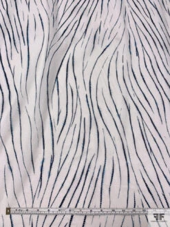 Scaley Lines Printed Cotton Voile - White / Navy / Turquoise -Fabrics And Fabrics Store 20570 5