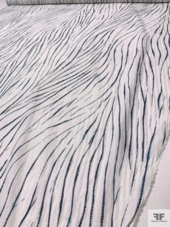 Scaley Lines Printed Cotton Voile - White / Navy / Turquoise -Fabrics And Fabrics Store 20570 8