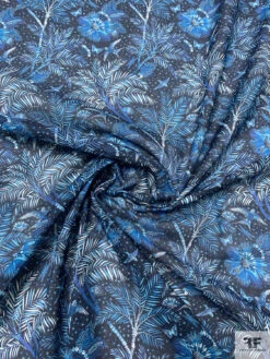 Tropical Floral Birds And Butterflies Printed Cotton Voile - Navy / Teal Blue / White 14 Tropical Floral Birds And Butterflies Printed Cotton Voile - Navy / Teal Blue / White -Fabrics And Fabrics Store 20571 2