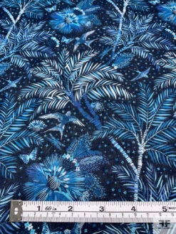 Tropical Floral Birds And Butterflies Printed Cotton Voile - Navy / Teal Blue / White 17 Tropical Floral Birds And Butterflies Printed Cotton Voile - Navy / Teal Blue / White -Fabrics And Fabrics Store 20571 6