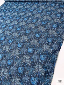 Tropical Floral Birds And Butterflies Printed Cotton Voile - Navy / Teal Blue / White 19 Tropical Floral Birds And Butterflies Printed Cotton Voile - Navy / Teal Blue / White -Fabrics And Fabrics Store 20571 8