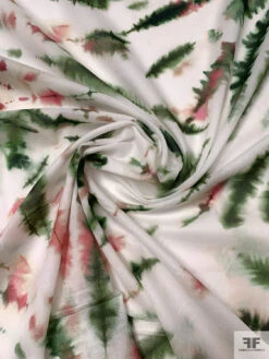 Tie-Dye Printed Cotton Voile - Dark Green / Pink / White -Fabrics And Fabrics Store 20579 2