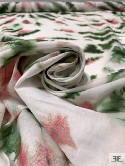 Tie-Dye Printed Cotton Voile - Dark Green / Pink / White -Fabrics And Fabrics Store 20579 3
