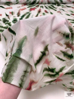 Tie-Dye Printed Cotton Voile - Dark Green / Pink / White -Fabrics And Fabrics Store 20579 9