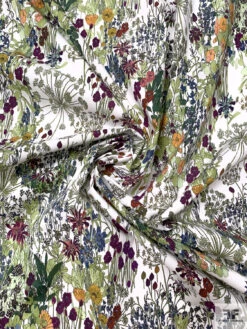 Garden Floral Printed Cotton Poplin - White / Multicolor