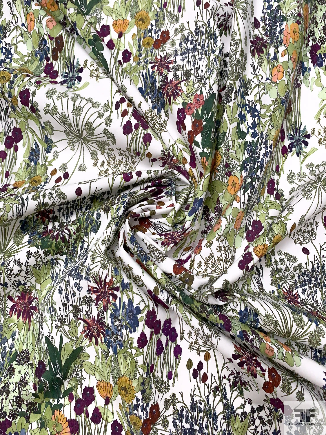 Garden Floral Printed Cotton Poplin - White / Multicolor 3 Garden Floral Printed Cotton Poplin - White / Multicolor