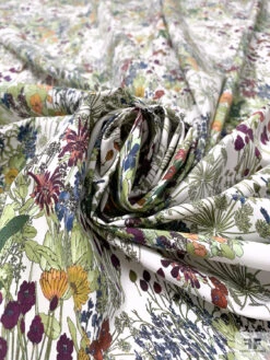 Garden Floral Printed Cotton Poplin - White / Multicolor 14 Garden Floral Printed Cotton Poplin - White / Multicolor -Fabrics And Fabrics Store 20583 3