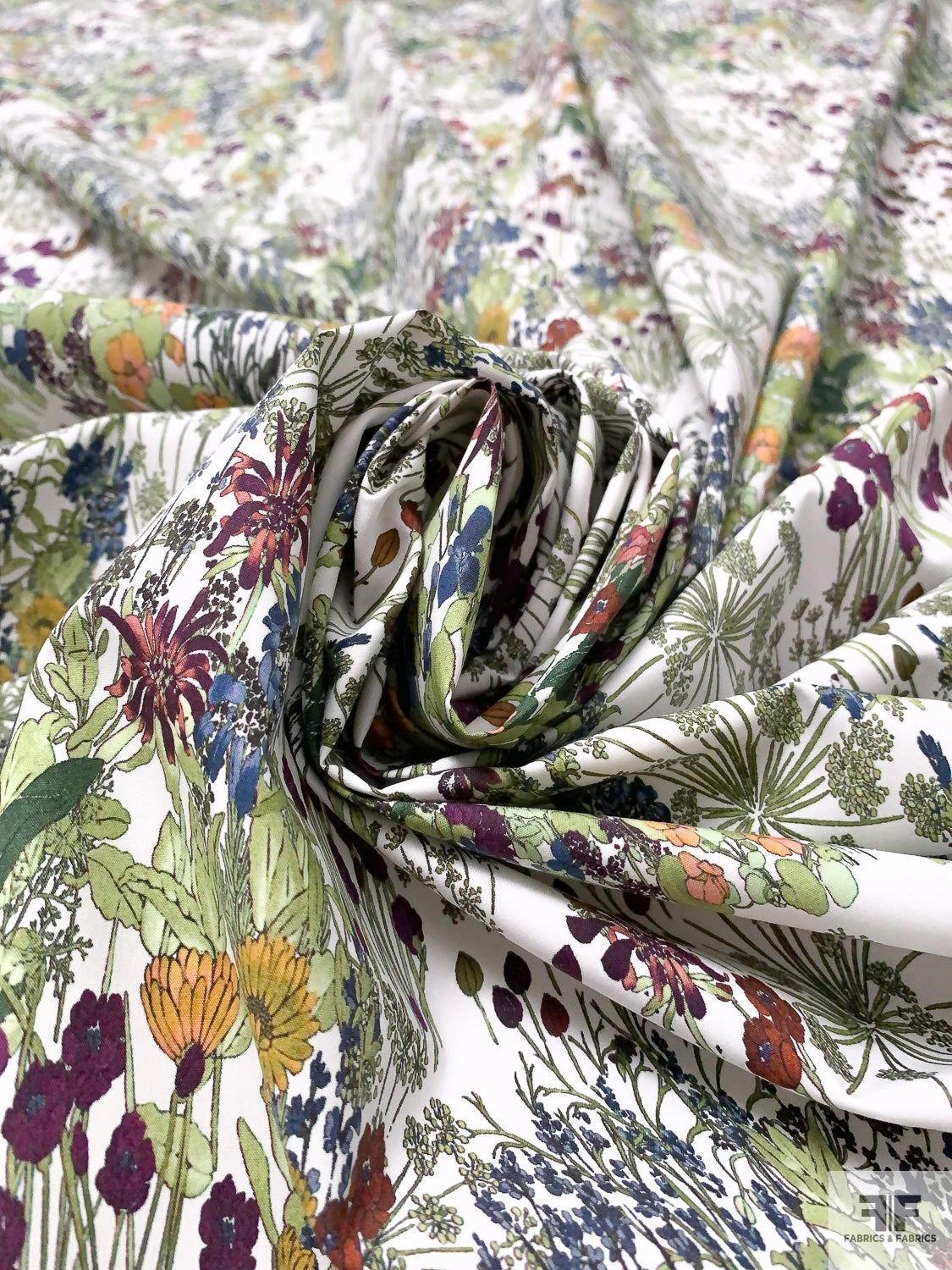 Garden Floral Printed Cotton Poplin - White / Multicolor 6 Garden Floral Printed Cotton Poplin - White / Multicolor - Image 4